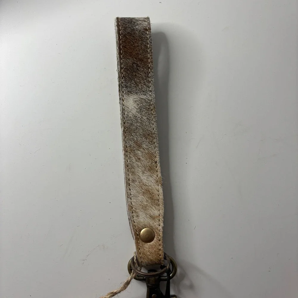 Myra Key Fob Unisex OS Brown Quiet Sundown Hairon Hide Wristlet S-7559 Cowgirl